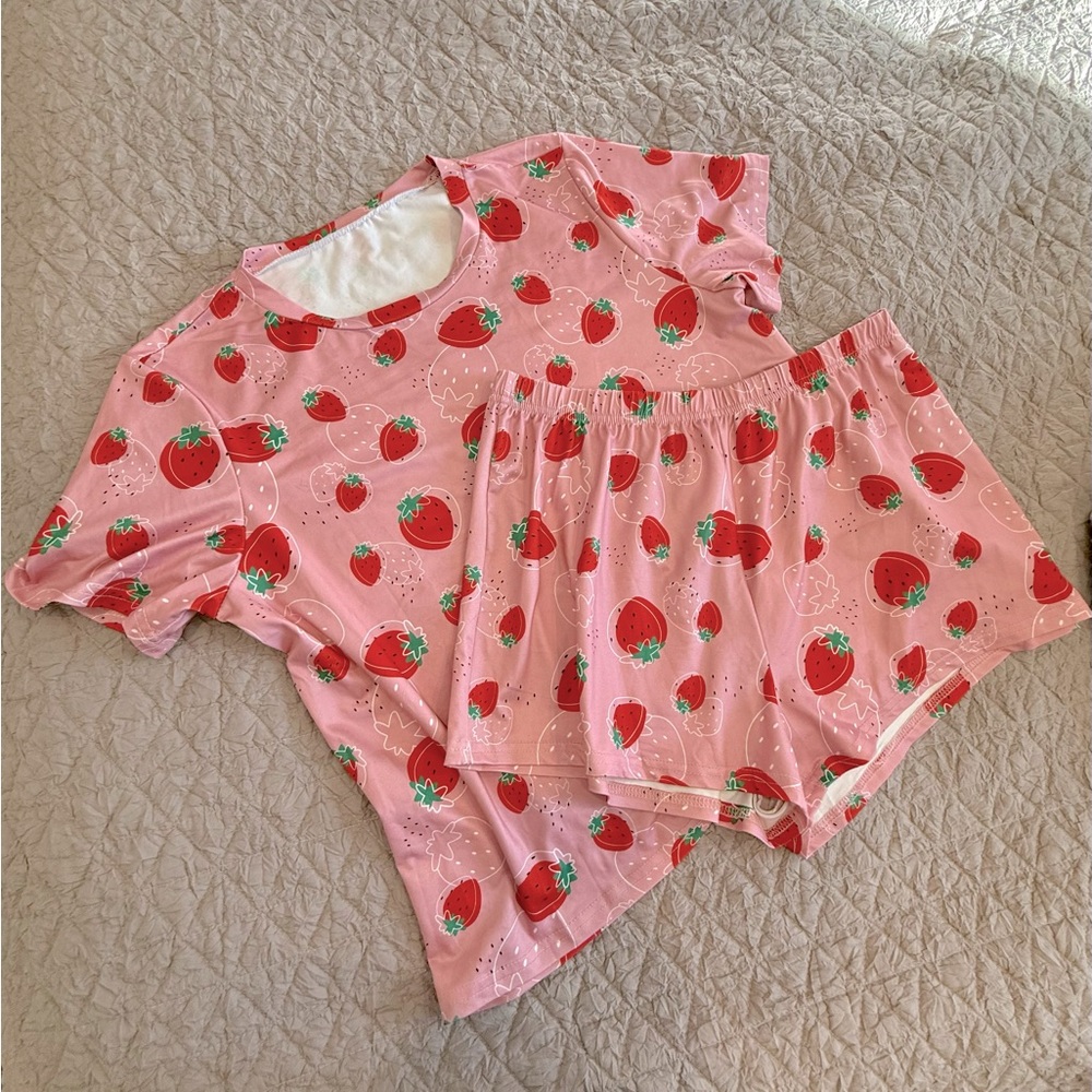 Strawberry Print Pajama Set